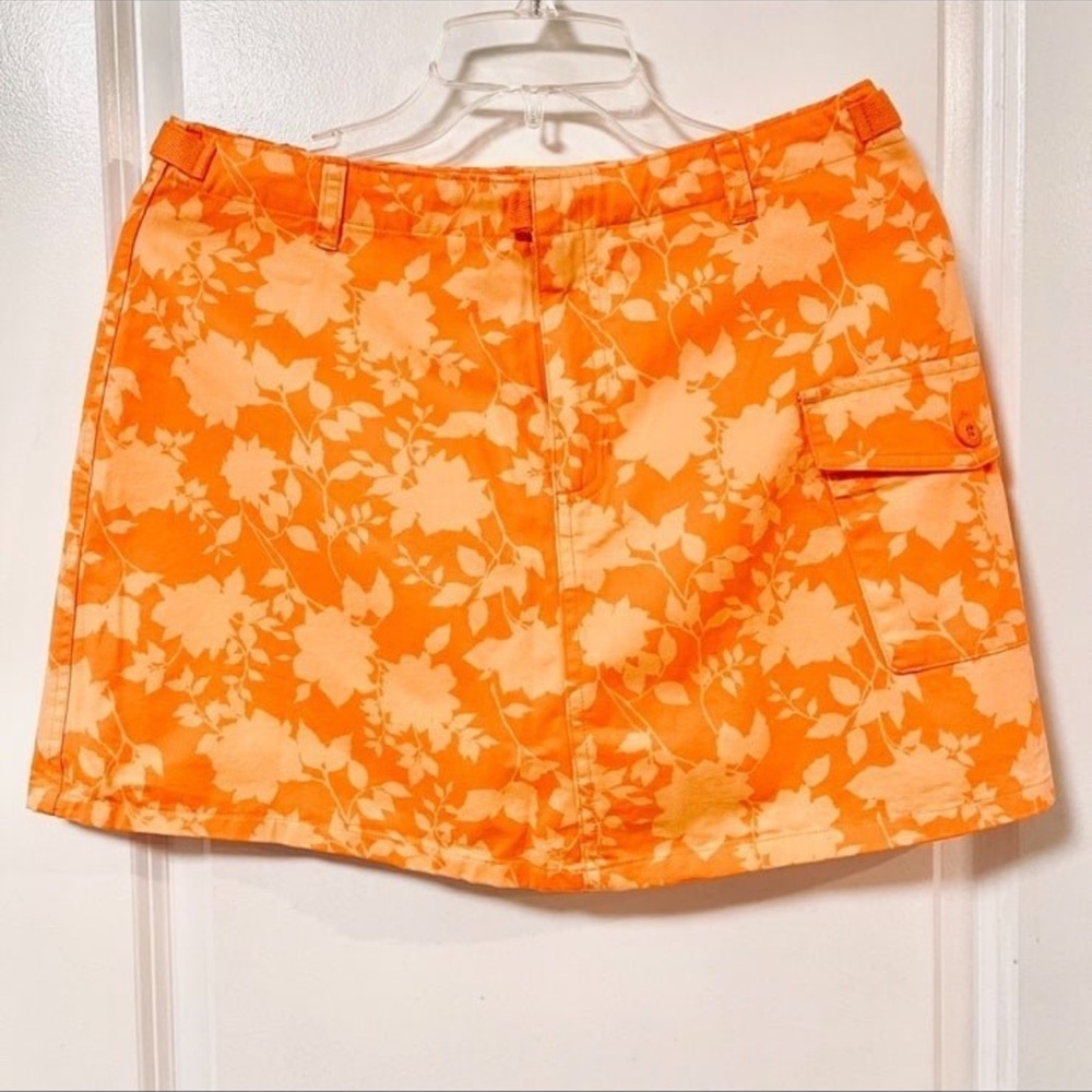 NWOT Orange Sherbet Floral Tropical High-rise Cargo Skort Shorts Skirt 30” Waist